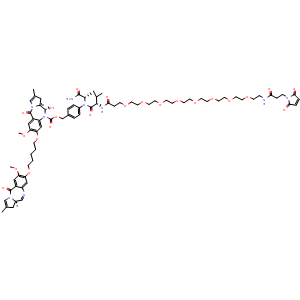 Chemical structure of MP-PEG8-VA-PABC-PBD Dimer , CAS 1595275-62-9, AChemBlock AD255104