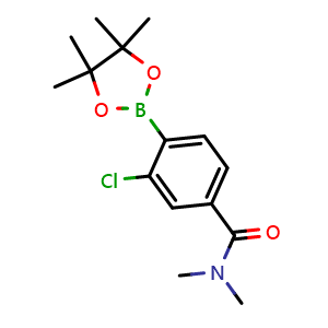 Chemical structure of 3-Chloro-N,N-dimethyl-4-(tetramethyl-1,3,2-dioxaborolan-2-yl)benzamide , CAS 1610372-97-8, AChemBlock AD255112