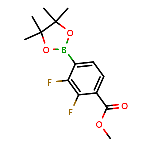 Chemical structure of 2,3-Difluoro-4-(methoxycarbonyl)phenylboronic acid pinacol ester , CAS 1621256-23-2, AChemBlock AD255121