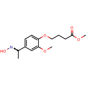 Chemical structure of Methyl 4-(4-(1-(hydroxyimino)ethyl)-2-methoxyphenoxy)butanoate , CAS 162827-94-3, AChemBlock AD255125