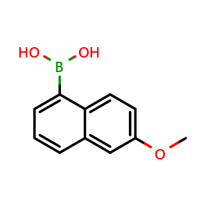Chemical structure of 2-Methoxynaphthalene-5-boronic acid , CAS 1630264-42-4, AChemBlock AD255130