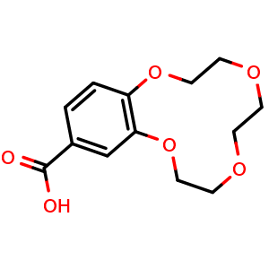 Chemical structure of 2,5,8,11-Tetraoxabicyclo[10.4.0]hexadeca-1(12),13,15-triene-14-carboxylic acid , CAS 170031-43-3, AChemBlock AD255150