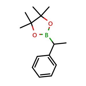 Chemical structure of 4,4,5,5-Tetramethyl-2-(1-phenylethyl)-1,3,2-dioxaborolane , CAS 174090-36-9, AChemBlock AD255166