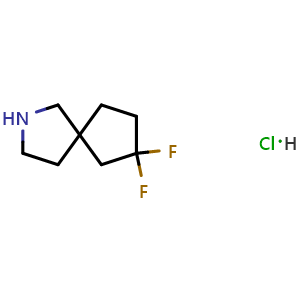 Chemical structure of 7,7-Difluoro-2-azaspiro[4.4]nonane hydrochloride , CAS 1785316-01-9, AChemBlock AD255177
