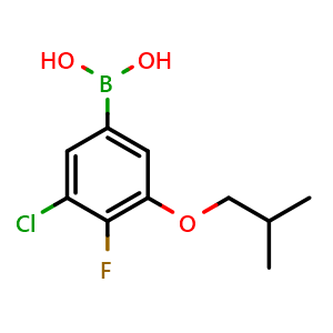 Chemical structure of 3-Chloro-4-fluoro-5-(2-methylpropoxy)phenylboronic acid , CAS 1793003-51-6, AChemBlock AD255180