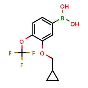 Chemical structure of 3-(Cyclopropylmethoxy)-4-(trifluoromethoxy)phenylboronic acid , CAS 1793003-76-5, AChemBlock AD255183