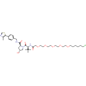 Chemical structure of VH032-PEG5-C6-Cl , CAS 1799506-06-1, AChemBlock AD255188