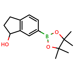 Chemical structure of 6-(4,4,5,5-Tetramethyl-1,3,2-dioxaborolan-2-yl)-2,3-dihydro-1H-inden-1-ol , CAS 1799980-05-4, AChemBlock AD255191