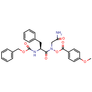 Chemical structure of N-[(Phenylmethoxy)carbonyl]-L-phenylalanyl-N-[(4-methoxybenzoyl)oxy]glycinamide , CAS 180313-86-4, AChemBlock AD255196