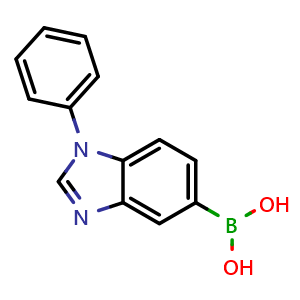 Chemical structure of (1-Phenyl-1,3-benzodiazol-5-yl)boronic acid , CAS 1803179-52-3, AChemBlock AD255197
