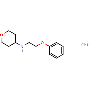 Chemical structure of N-(2-Phenoxyethyl)tetrahydro-2H-pyran-4-amine hydrochloride , CAS 1803586-92-6, AChemBlock AD255198