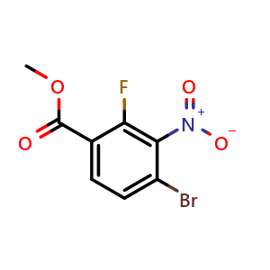 Chemical structure of Methyl 4-bromo-2-fluoro-3-nitrobenzoate , CAS 1805190-07-1, AChemBlock AD255201