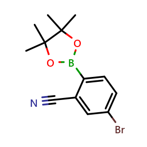 Chemical structure of 5-Bromo-2-(4,4,5,5-tetramethyl-1,3,2-dioxaborolan-2-yl)benzonitrile , CAS 1809946-59-5, AChemBlock AD255206