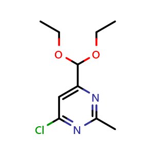 Chemical structure of 4-Chloro-6-(diethoxymethyl)-2-methylpyrimidine , CAS 1820686-94-9, AChemBlock AD255210