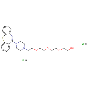 Chemical structure of 2-(2-(2-(2-(4-(Dibenzo[b,f][1,4]thiazepin-11-yl)piperazin-1-yl)ethoxy)ethoxy)ethoxy)ethanol dihydrochloride , CAS 1825392-15-1, AChemBlock AD255217