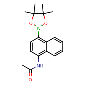 Chemical structure of N-[4-(Tetramethyl-1,3,2-dioxaborolan-2-yl)naphthalen-1-yl]acetamide , CAS 1864801-88-6, AChemBlock AD255235