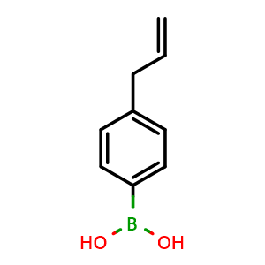 Chemical structure of [4-(Prop-2-en-1-yl)phenyl]boronic acid , CAS 186497-79-0, AChemBlock AD255236