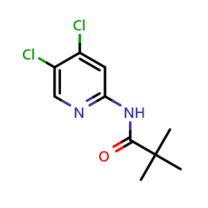 Chemical structure of N-(4,5-Dichloropyridin-2-yl)pivalamide , CAS 188577-71-1, AChemBlock AD255241