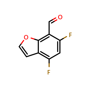 Chemical structure of 4,6-Difluorobenzofuran-7-carbaldehyde , CAS 1890955-29-9, AChemBlock AD255245