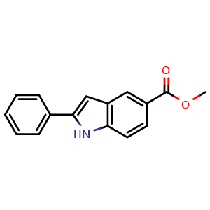 Chemical structure of Methyl 2-phenyl-1H-indole-5-carboxylate , CAS 190071-25-1, AChemBlock AD255251