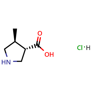 Chemical structure of (3S,4S)-4-Methylpyrrolidine-3-carboxylic acid hydrochloride , CAS 1909287-65-5, AChemBlock AD255254