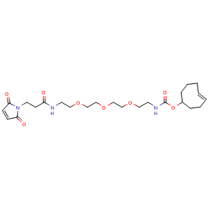 Chemical structure of (4E)-4-Cycloocten-1-yl 17-(2,5-dihydro-2,5-dioxo-1H-pyrrol-1-yl)-15-oxo-5,8,11-trioxa-2,14-diazaheptadecanoate , CAS 1914971-04-2, AChemBlock AD255258