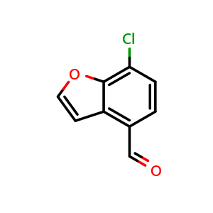 Chemical structure of 7-Chlorobenzofuran-4-carbaldehyde , CAS 199391-27-0, AChemBlock AD255279