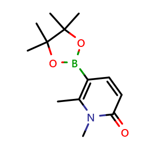 Chemical structure of 1,6-Dimethyl-5-(tetramethyl-1,3,2-dioxaborolan-2-yl)-1,2-dihydropyridin-2-one , CAS 2001079-59-8, AChemBlock AD255280
