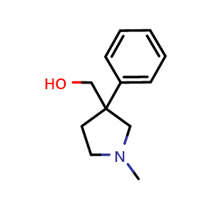 Chemical structure of (1-Methyl-3-phenyl-3-pyrrolidinyl)methanol , CAS 20538-35-6, AChemBlock AD255295