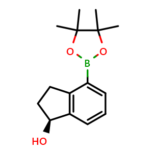 Chemical structure of (S)-4-(4,4,5,5-tetramethyl-1,3,2-dioxaborolan-2-yl)-2,3-dihydro-1H-inden-1-ol , CAS 2077991-52-5, AChemBlock AD255302