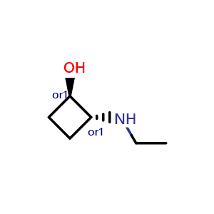 Chemical structure of trans-2-(Ethylamino)cyclobutanol , CAS 2092142-62-4, AChemBlock AD255314