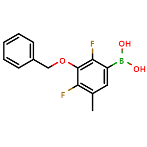 Chemical structure of [3-(Benzyloxy)-2,4-difluoro-5-methylphenyl]boronic acid , CAS 2096331-91-6, AChemBlock AD255326