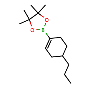 Chemical structure of 4-Propylcyclohex-1-enylboronic acid pinacol ester , CAS 2096334-45-9, AChemBlock AD255341
