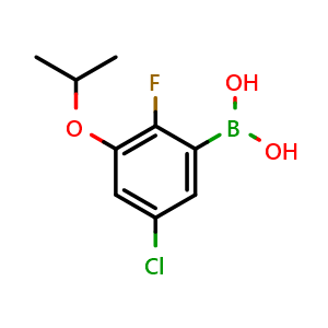 Chemical structure of 5-Chloro-2-fluoro-3-isopropoxyphenylboronic acid , CAS 2096339-37-4, AChemBlock AD255357