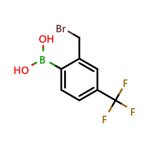 Chemical structure of [2-(Bromomethyl)-4-(trifluoromethyl)phenyl]boronic acid , CAS 2126834-69-1, AChemBlock AD255384