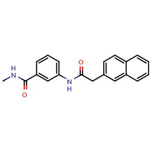 Chemical structure of N-Methyl-3-(2-(naphthalen-2-yl)acetamido)benzamide , CAS 218936-13-1, AChemBlock AD255411
