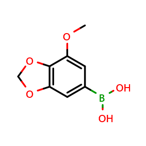 Chemical structure of (7-Methoxy-1,3-dioxaindan-5-yl)boronic acid , CAS 221243-73-8, AChemBlock AD255422
