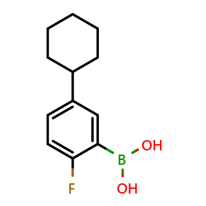 Chemical structure of (5-Cyclohexyl-2-fluorophenyl)boronic acid , CAS 2225175-07-3, AChemBlock AD255441