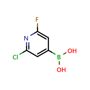 Chemical structure of (2-Chloro-6-fluoropyridin-4-yl)boronic acid , CAS 2225176-58-7, AChemBlock AD255443