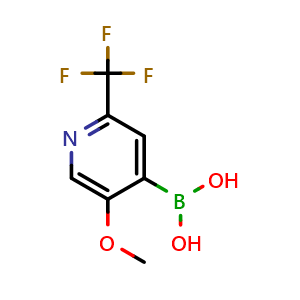 Chemical structure of (5-Methoxy-2-(trifluoromethyl)pyridin-4-yl)boronic acid , CAS 2225176-66-7, AChemBlock AD255445