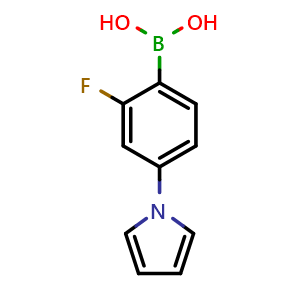 Chemical structure of (2-Fluoro-4-(1H-pyrrol-1-yl)phenyl)boronic acid , CAS 2225179-24-6, AChemBlock AD255448