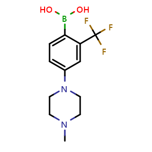 Chemical structure of (4-(4-Methylpiperazin-1-yl)-2-(trifluoromethyl)phenyl)boronic acid , CAS 2225181-62-2, AChemBlock AD255449