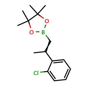 Chemical structure of 2-[2-(2-Chlorophenyl)-1-propen-1-yl]-4,4,5,5-tetramethyl-1,3,2-dioxaborolane , CAS 2246920-03-4, AChemBlock AD255477