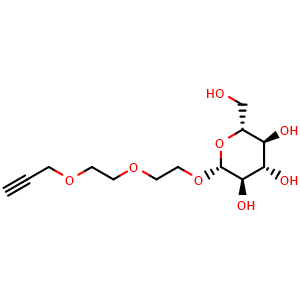 Chemical structure of 2-[2-(2-Propyn-1-yloxy)ethoxy]ethyl beta-D-glucopyranoside , CAS 2353409-73-9, AChemBlock AD255522