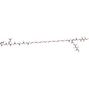 Chemical structure of 1,1′-[[N-[2-(2,5-Dihydro-2,5-dioxo-1H-pyrrol-1-yl)acetyl]-L-alpha-glutamylglycylglycylglycylglycyl-27-amino-4,7,10,13,16,19,22,25-octaoxaheptacosanoyl-L-glutamoyl]diimino]bis[1-deoxy-D-glucitol] , CAS 2360920-01-8, AChemBlock AD255527