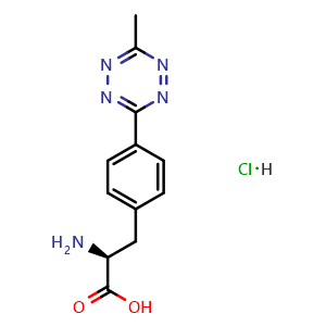 Chemical structure of 4-(6-Methyl-1,2,4,5-tetrazin-3-yl)-L-phenylalanine hydrochloride , CAS 2363129-95-5, AChemBlock AD255531