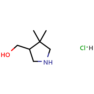 Chemical structure of (4,4-Dimethyl-3-pyrrolidinyl)methanol hydrochloride , CAS 2375262-34-1, AChemBlock AD255538