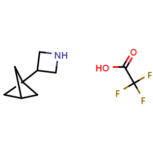 Chemical structure of 3-(Bicyclo[1.1.1]pentan-1-yl)azetidine trifluoroacetate , CAS 2377030-96-9, AChemBlock AD255545