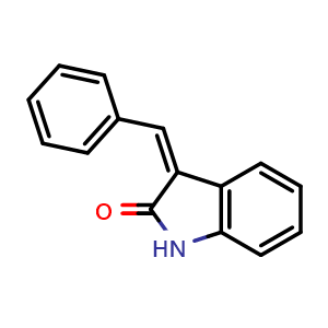 Chemical structure of (3Z)-3-(Phenylmethylidene)-2,3-dihydro-1H-indol-2-one , CAS 23772-61-4, AChemBlock AD255546