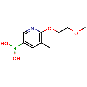 Chemical structure of [6-(2-Methoxyethoxy)-5-methylpyridin-3-yl]boronic acid , CAS 2377608-87-0, AChemBlock AD255565